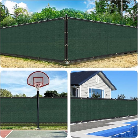 4' x 50' Green Privacy Fence Screen Net Fencing 90% Privacy Blockage Windscreen Mesh Shade Cover with Copper Grommet for Patio Backyard Garden Swimming Pool, Zip Ties Included