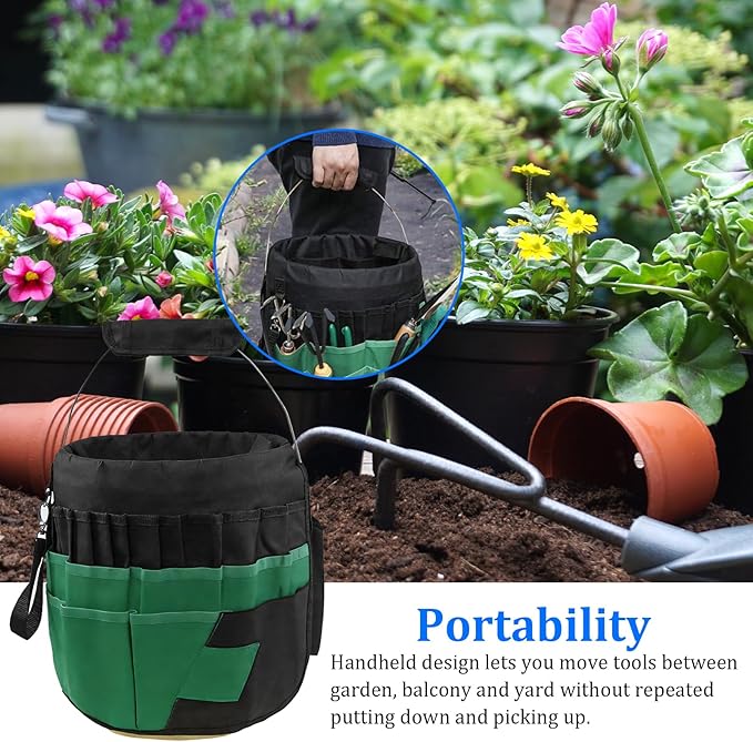 Bucket Tool Bag Organizer with 42 Pockets Multi-functional Garden Tool Bag Organizer 5 Gallon Bucket Tools Kit for Women Men (Tools are not included)