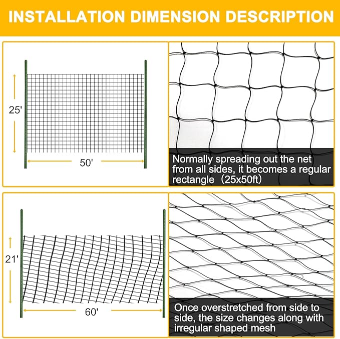 BSTPCOO Bird Netting for Chicken Coop, 25'x50' with 2.4" Square Mesh Poultry Netting Heavy Duty Nylon Nettings for Garden, Aviary Net Fruit Tree Nettings