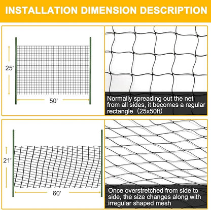 BSTPCOO Bird Netting for Chicken Coop, 25'x50' with 2.4" Square Mesh Poultry Netting Heavy Duty Nylon Nettings for Garden, Aviary Net Fruit Tree Nettings