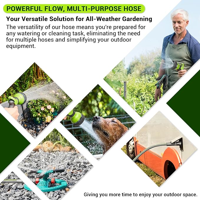 25 FT Non-Expandable Garden Hose – Flexible Heavy Duty Water Hose for Small Gardens & Patios, 1/2" ID, 3/4" Swivel Fittings, Kink & Leak Resistant