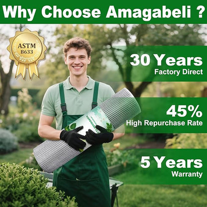 Amagabeli Hardware Cloth 1/4 inch 12inx20ft Galvanized After Welding 23 Gauge Square Chicken Wire Fence Mesh Roll Raised Garden Bed Plant Supports Poultry Netting Cage Snake Rabbit Gopher DIY Craft
