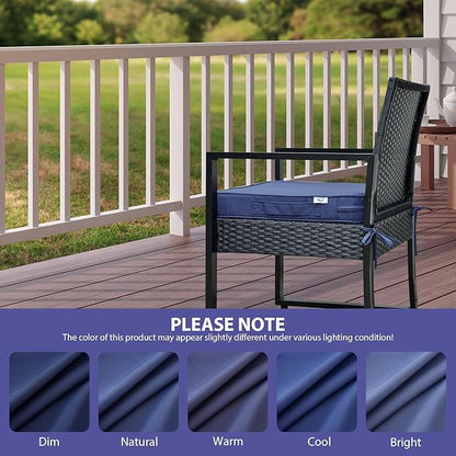 Outdoor Chair Cushions Set of 4 -Waterproof Outdoor Seat Cushions for Patio Furniture, Patio Chair Cushion with Handle and Ties, Square Out Door Chair Pads,18.5" x 16" x 3", Navy Blue