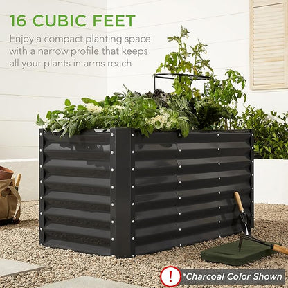 Best Choice Products 4x2x2ft Outdoor Metal Raised Garden Bed, Deep Root Planter Box for Vegetables, Flowers, Herbs w/ 119 Gallon Capacity - Sage Green