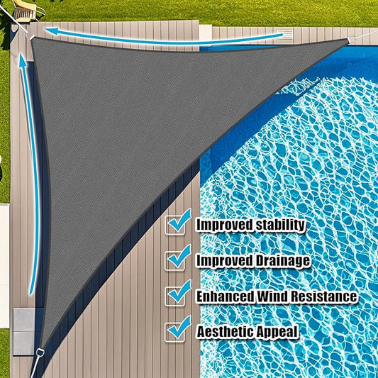 Amagenix Sun Shade Sail 11'X11'X16' Curved Edge Outdoor Shade Canopy Dark Grey Breathable 95% UV Block Shade Cloth for Patio Garden Backyard (We Make Custom Size)