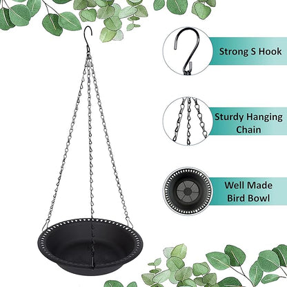 Hanging Bird Feeder Tray 10inch for Garden Yard Outside, Black