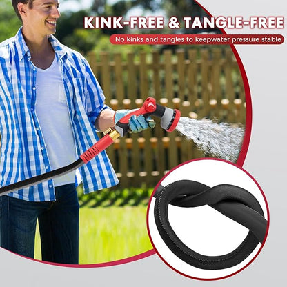 Panyee Upgraded 100FT Non-Expanding Garden Hose, Lightweight, Flexible Ultra-Light Water Hose, Burst-Resistant, Lead-Free, Anti-Kink, High-Pressure