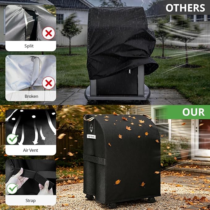 [Upgraded 1000D Heavy Duty Fabric]32" Small Grill Cover for Outdoor Grill,Waterproof 2 Burner Grill Cover,Rip-proof Barbecue Cover for Weber Char-Broil Nexgrill & More Grills with Collapsed Side Table