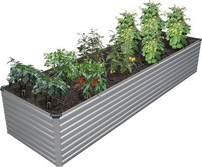 DIIYIV Galvanized Raised Garden Bed Kit Outdoor Patio,12x2x2ft Large Rectangular Metal Planter Boxes,Deep Root Box Planter for Gardening,Vegetables,Flowers,Herbs-Silver