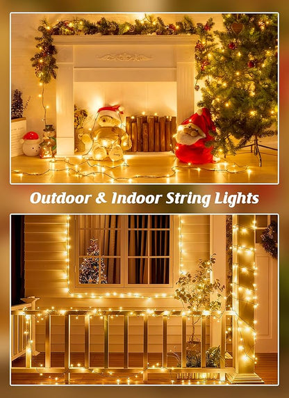 Brightown 4 Pack Solar Christmas Lights, Total 184FT 480 LED Solar String Lights Outdoor Waterproof Green Wire with 8 Modes, Solar Fairy Light for Garden Yard Patio Party Decors, Warm White
