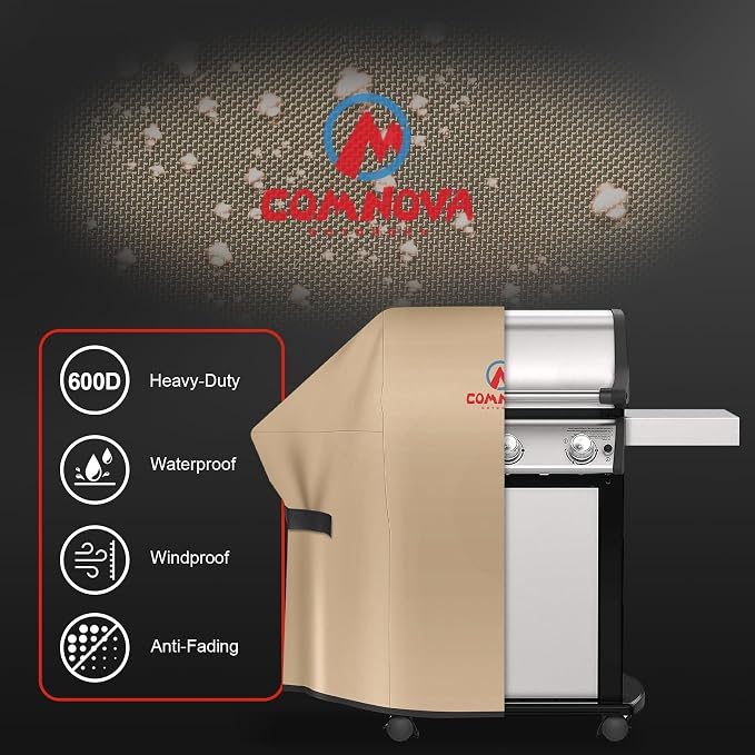 Comnova Grill Cover 60 Inch - 600D BBQ Cover for Outdoor Grill Waterproof and Heavy Duty, 60 Inch Barbecue Gas Grill Covers for Weber, Char-Broil, Nexgrill, Dyna-glo, Monument, Brinkmann and More