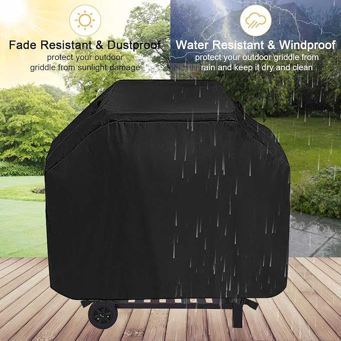 Waterproof Griddle Cover, Dustproof BBQ Grill Cover Compatible with Royal Goumet CD1824AX 24 inch Charcoal Grill,Barbecue Grill Covers for Smoker Grill,52" x 25" x 48"