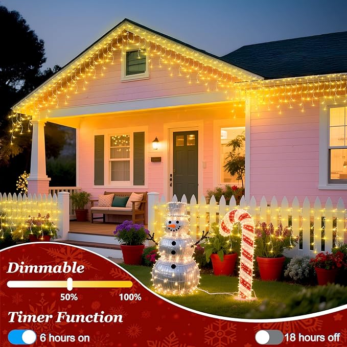 504 LED Fairy lights for Bedroom, 50ft Christmas Window Lights with 112 Drops 12 Modes, Dimmable Curtain Lights, String Lights Indoor Outdoor for Holiday Wedding Party Home Decorations, Warm White