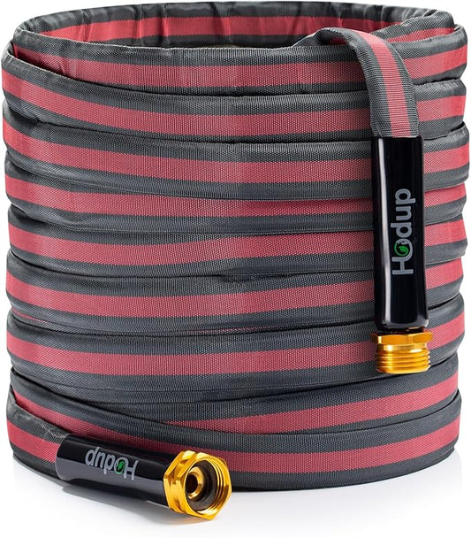 Flexible & Lightweight Garden Hose - 2026 Upgrade Non-Expanding Hose with Latex Core, Heavy-Duty & Kink-Free Design for High Pressure - Outdoor Yard, Car Washing (Gray/Red, 75 FT)