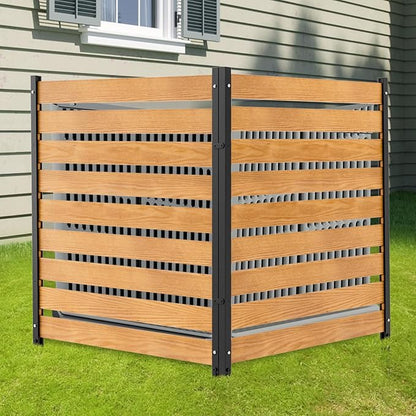 LILYPELLE 48in W x 48in H Air Conditioner Fence, 2 Panels Outdoor Decorative Fences Privacy Screen with Metal Stakes, Outside Pool Equipment Enclosure Trash Can Panels