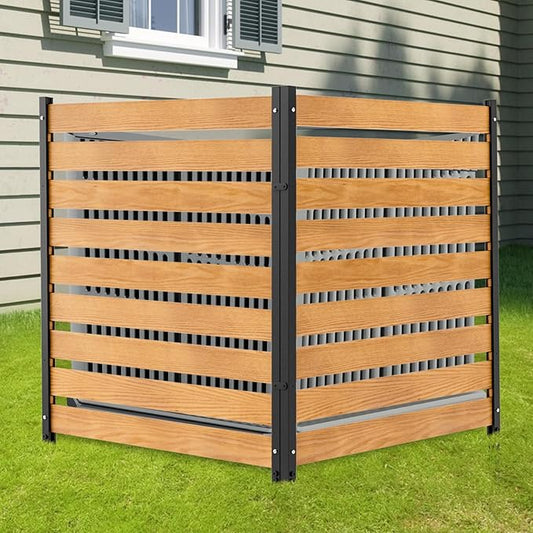 LILYPELLE 48in W x 48in H Air Conditioner Fence, 2 Panels Outdoor Decorative Fences Privacy Screen with Metal Stakes, Outside Pool Equipment Enclosure Trash Can Panels