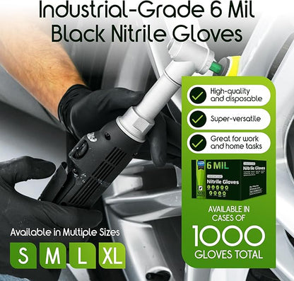 Inspire HEAVY DUTY ORIGINAL Stretch Nitrile Black Gloves Disposable Latex Free | Food, Mechanic, 6mil Black or 8 Mil Orange