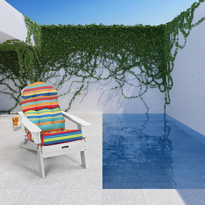 FUNBERRY Patio Chair Cushions Set of 4, Thicken Comfy Cushions for Rocker Non Slip Fade Shield Waterproof High Back with Ties