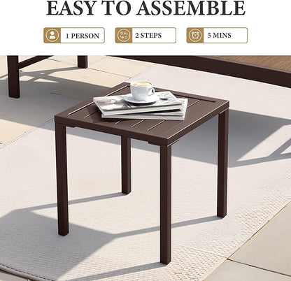 Crestlive Products Aluminum Outdoor Side Table Set of 2, Pool Lounge Chair Side Table, Weather Resistant Small Square Coffee End Table for Patio, Yard, Garden, Porch, Deck, Outdoor