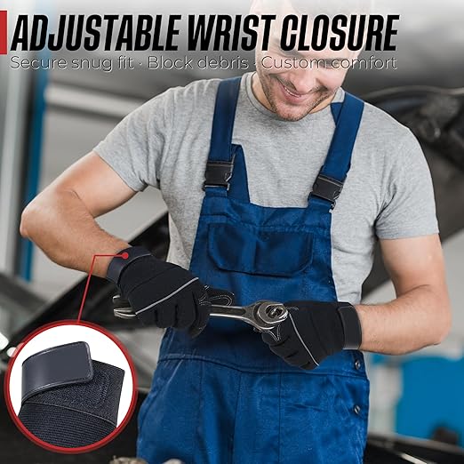 HANDLANDY Work Gloves Mens & Women 3 Pairs, Utility Safety Mechanic Working Gloves Touch Screen, Flexible Breathable Yard Work Gloves (X-Large, Black)