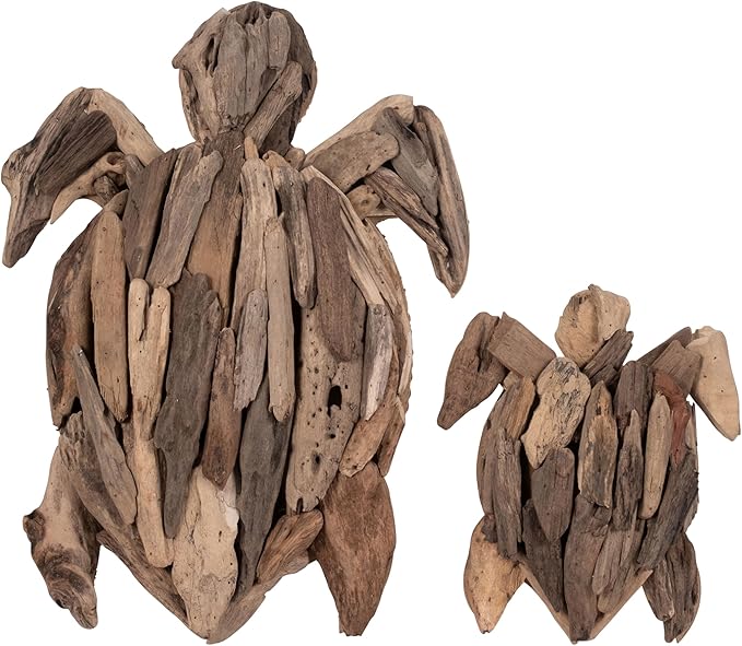 Decorative Driftwood Art Sculpture for Home, Bathroom and Office Decor - Sculptural Ornaments Accent for Room and Living Room Styling - Modern Figurine for Coffee Table or Shelf Display - 12", Brown