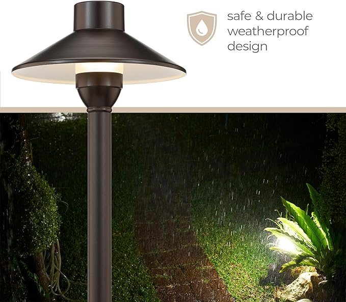 Amped Landscape Lighting Cone 12V Path and Area Light with G4 Socket in Bronze Powder Coated Aluminum