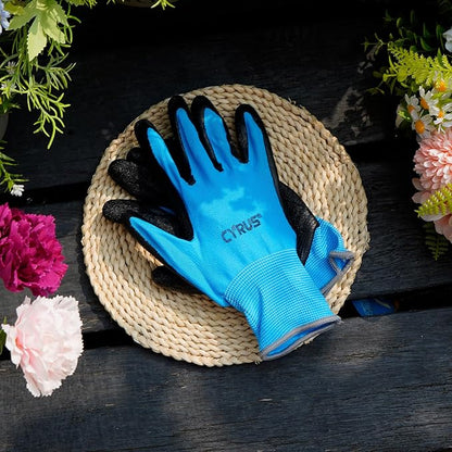 CYRUS Nitrile Gardening Gloves for Women＆Men, Thorn-Proof Garden Gloves,Work for Yard Garden, Weeding, Digging, Pruning