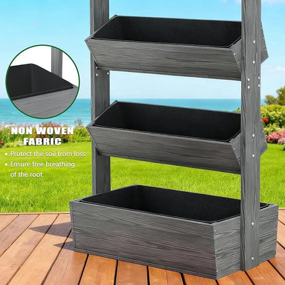 Wooden Vertical Raised Garden Bed, 4 Tier Garden Planters Raised Beds Freestanding Plant Stand Flower Rack Wooden Planter Box for Plants Herbs Flowers Vegetables Outdoor Indoor Gardening