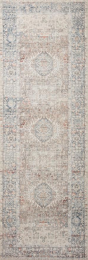 Loloi Chris Loves Julia Jules Collection JUL-07 Natural/Ocean 5'-0'' x 7'-6'', .13" Pile Height, Area Rug