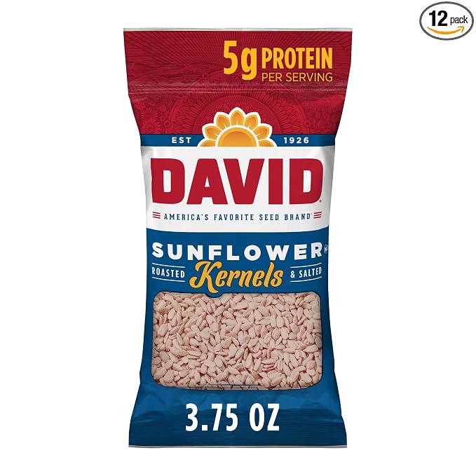 DAVID Sunflower Kernels, Original Flavor, 3.75 oz. (Pack of 12)