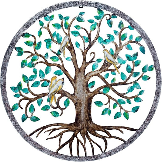 CHINDEUISYUT 23 Inches Tree of Life Wall Art Metal, Large Metal Tree of Life Wall Decor Wall Hanging for Living Room Bedroom Garden Outdoor Porch Patio Office Home Wall Decor, 23in x 23in x 0.88 in