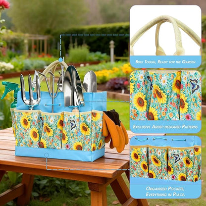 Garden Tool Set, 10 PCS Gardening Essentials, Stainless Steel Garden Hand Tools with Tote Bag, Well-Designed Gardening Supplies Kit Gifts for Women Men Gardeners