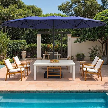 Outdoor Patio Umbrella, Table Umbrella with Push Button Tilt and Crank, 8 Ribs Market Umbrella