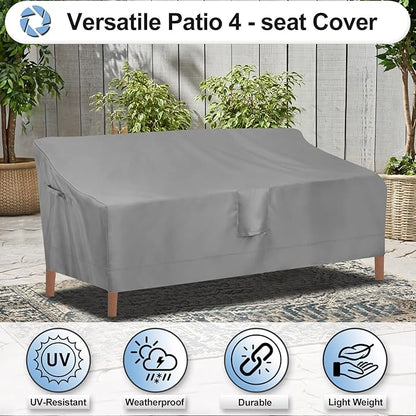 OutdoorLines Outdoor Waterproof Patio 4-Seater Couch Cover - UV Resistant Patio Sofa Furniture Covers Weatherproof Heavy Duty Glider Covers for Outdoor Furniture, 104Wx32.5Dx33H Inches, Gray