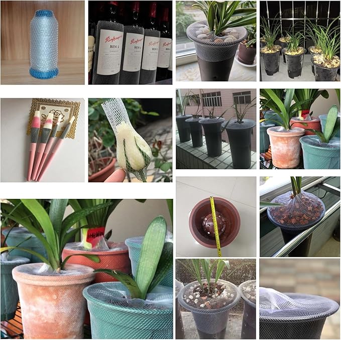 10 Meter Plant Pots Nettting Mesh Cover Elastic Sleeve Cat Barrier Protection Net Potting Mix Bark Keeper for Orchid Pot Flower Clay Ceramic Barrel Planters Bonsai Terracotta Succulents