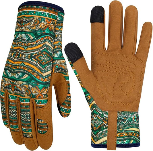 Leather Gardening Gloves for Women Thorn Proof Garden Gloves Touch Screen Working Gloves Gifts,M