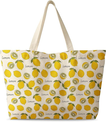 Miss Adola Large Tote Bag for Women - Canvas Tote Bag with Zipper Aesthetic Reusable Shoulder Bag for Gym, Travel, Work