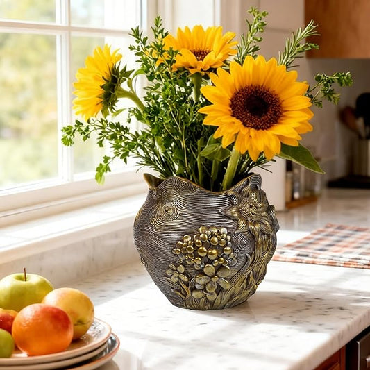 Sunflower Starry Sky Plant Pots-Cute Unique Flower Pots with Drainage Hole, Resin Planters for Indoor Outdoor Succulent Planter, Plant Gifts for Mother's Day, Birthday, Christmas