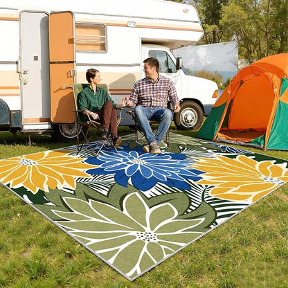 ZonLi Colorful Outdoor Rug 5x8Ft Waterproof Multicolored Indoor Area Rug Washable Outdoor Patio Rugs Tropical Floral Non Slip Outdoor Carpet for Living Room, Pool,Backyard,Deck,Camping