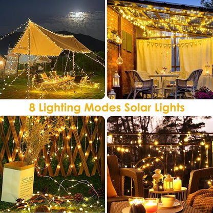 6-Pack Solar String Lights Outdoor, Extra-Long 600LED Christmas Fairy Lights Waterproof, Solar Twinkle Lights Copper Wire 8 Modes Fairy Twinkle Light for Xmas Tree Garden Party Wedding (Warm White)