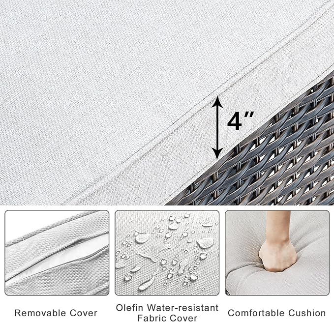 HUMMUH 7-Piece Outdoor Patio Furniture PE Wicker Patio Conversation Set,High Back Patio Couch with Ottomans Outdoor Rocking Chairs with Tables for Backyard,Porch,Deck