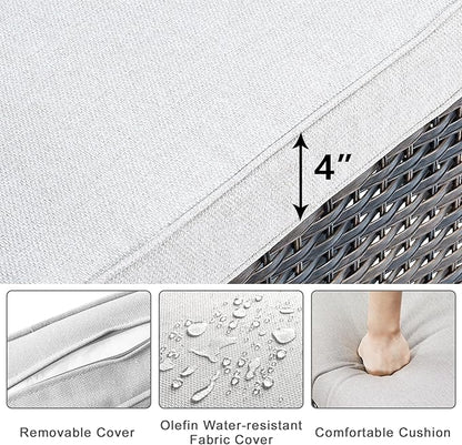 HUMMUH 7-Piece Outdoor Patio Furniture PE Wicker Patio Conversation Set,High Back Patio Couch with Ottomans Outdoor Rocking Chairs with Tables for Backyard,Porch,Deck