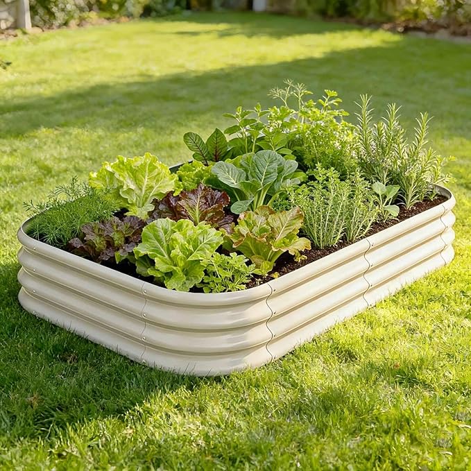 4-Pack Galvanized Raised Garden Bed 6x4x1ft - 12" Tall Metal Planter for Outdoor Plants Vegetables, Metal Garden Box with Stainless Steel Hardware, and Rust-Resistant Coating - Moss Green