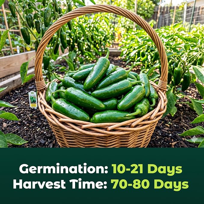 200 Heirloom Jalapeno Pepper Seeds for Planting – Hot Pepper, High Germination, Fast-Growing, Ideal for Home Garden, Container, or Greenhouse