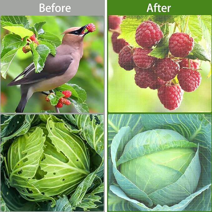 Garden Netting 10x50FT 2 Pack Ultra Fine Mesh, Insect Barrier Bird Netting for Garden Protection, Insect Bug Netting Garden Net for Protecting Plants Vegetables Flowers Fruits