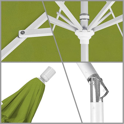 California Umbrella 11Ft Premium Patio Umbrella, Hand-Crank, Tilt-Collar, White Frame, Solution Dyed Kiwi Fabric