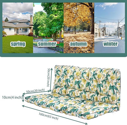 Replacement Cushions for Swing, Swing Cushions 3 Seater Replacement, Waterproof Thicken Washable Pad Cushion for Outdoor Indoor Furniture Swing Patio (Clover Green, 40x63 inch)