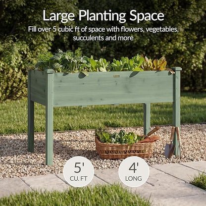 Best Choice Products 48x24x30in Raised Garden Bed, Elevated Wood Planter Box Stand for Backyard, Patio, Balcony w/Bed Liner, 200lb Capacity - Sage