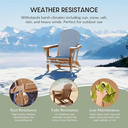 WestinTrends Malibu 2 Piece Set Outdoor Folding Poly Adirondack Chair, Teak