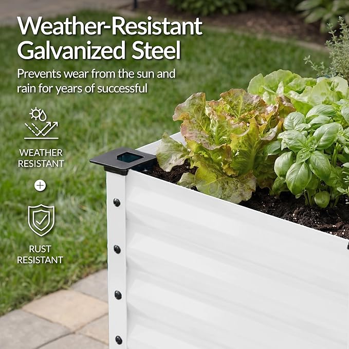 Best Choice Products 72x24x30in Non Toxic Galvanized Raised Garden Bed, Metal Elevated Planter Box, Vegetable Garden, 100% Non Toxic Materials - White